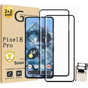 2 Pack for Google Pixel 8 Pro Screen Protector, Tempered Glass Screen Protector【2+2 Pack】 Camera Lens Protector, 9H Hardness Tempered Glass Screen Protector for Google Pixel 8 Pro