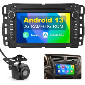 2+64GB Car Stereo Radio Android 13 Compatible with Chevy Silverado GMC Sierra Yukon with Bluetooth, CarPlay Multimedia Video Player, GPS Navigation,Backup Camera, Head Unit Radio