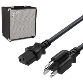 Electric Guitar Amplifier Power Cord Replacement for Fender Rumble 40 25 100 200 15 500,Mustang LT25, GT-40 GT-100 3 Prong Power Cord,Heavy Duty Won't Hot AC Cable 5FT