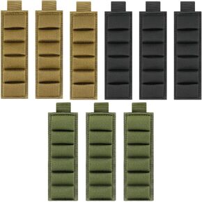 Tactical Shotgun Shell Holder 9 Pack, 6-Round 12 Gauge Ammo Carrier with Adhesive Hook-and-Loop Backing, Rubber Elastic Shell Loops for Stock or Gear Attachment