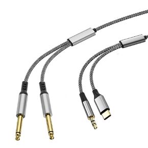 USB C to Dual 6.35mm 1/4 inch TS Stereo Audio Y Splitter Cable, 3.5mm to Dual 1/4 Cable, for iPhone 15/16 Plus/15/16 Pro Max, Amplifier Speaker and Mixer(7.5FT)