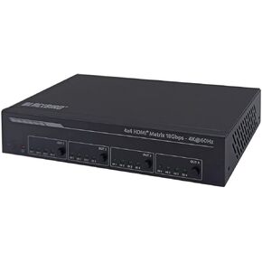 Monoprice 4K 4x4 HDMI Matrix - HDR, 18Gbps, 4K@60Hz, YCbCr 4:4:4, HDCP 2.2., Supports ARC, RS232, Web GUI - Blackbird Series