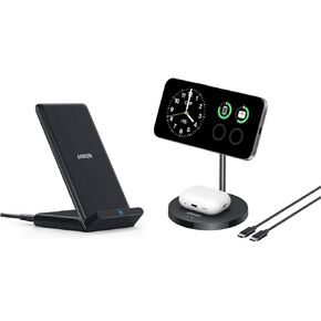 Anker 313 Wireless Charger (Stand) with Anker MagGo 2-in-1 Charging Station