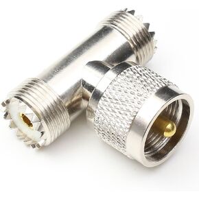 UHF Male to UHF Female Tee Connectors, Pl259 Tee Connector pl259 Coaxial Cable Adapters SO239 Splitter for Ham Radio CB Antenna 1Pack