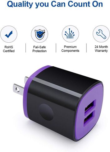 Charger Plug, Charging Block, Dual USB Wall Charger with 2 Pack Micro USB Cable Android Charger Cord Compatible for Samsung Galaxy J7V J8, J7 Crown/Prime/Star/Sky Pro/Refine, S7 S6 Plus/Edge/Active in Saudi Arabia