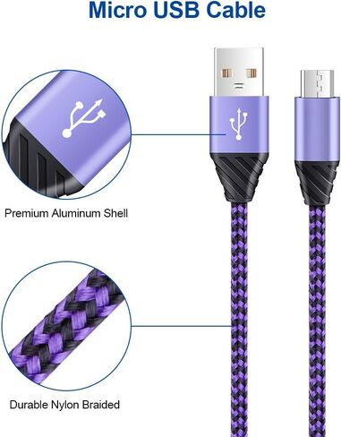 Charger Plug, Charging Block, Dual USB Wall Charger with 2 Pack Micro USB Cable Android Charger Cord Compatible for Samsung Galaxy J7V J8, J7 Crown/Prime/Star/Sky Pro/Refine, S7 S6 Plus/Edge/Active in Saudi Arabia