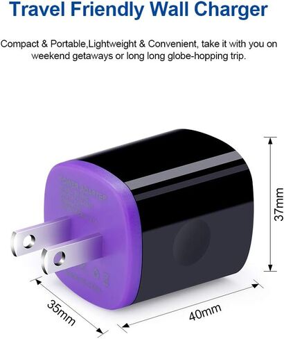 Charger Plug, Charging Block, Dual USB Wall Charger with 2 Pack Micro USB Cable Android Charger Cord Compatible for Samsung Galaxy J7V J8, J7 Crown/Prime/Star/Sky Pro/Refine, S7 S6 Plus/Edge/Active in Saudi Arabia