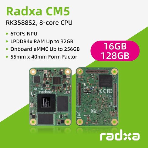 CM5 RK3588S2 8-core CPU Compute Module, GPU, NPU, 8K HDMI and 3x100-Pin B2B Connector (Radxa CM5 16GB 128GB) in Saudi Arabia