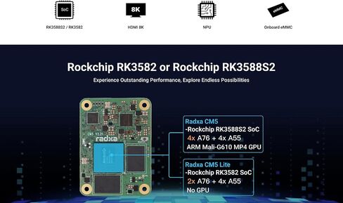 CM5 RK3588S2 8-core CPU Compute Module, GPU, NPU, 8K HDMI and 3x100-Pin B2B Connector (Radxa CM5 16GB 128GB) in Saudi Arabia