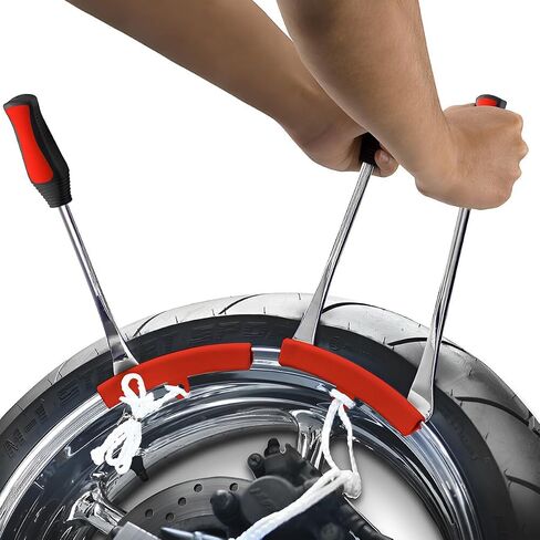 BELOMI Tire Spoons Lever Tool Set, Steel Professional Tire Changing Removal Kit with 1 Portable Bag + 3 Tire Spoons + 2 Rim Protectors, Tire Repair Tool for Motorcycle, Dirt Bike, Lawn Mower in Saudi Arabia