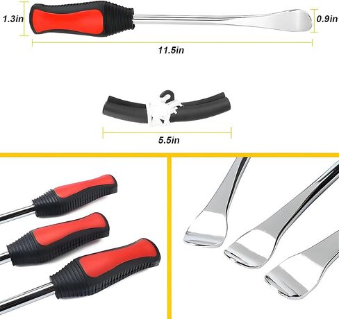 BELOMI Tire Spoons Lever Tool Set, Steel Professional Tire Changing Removal Kit with 1 Portable Bag + 3 Tire Spoons + 2 Rim Protectors, Tire Repair Tool for Motorcycle, Dirt Bike, Lawn Mower in Saudi Arabia