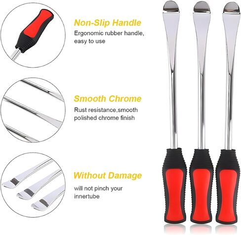 BELOMI Tire Spoons Lever Tool Set, Steel Professional Tire Changing Removal Kit with 1 Portable Bag + 3 Tire Spoons + 2 Rim Protectors, Tire Repair Tool for Motorcycle, Dirt Bike, Lawn Mower in Saudi Arabia