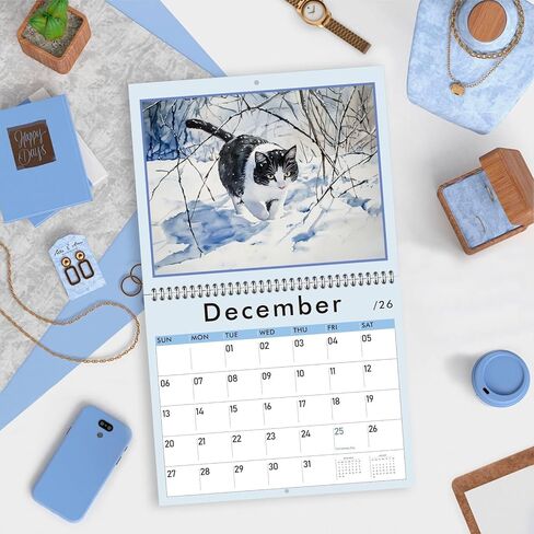 GuassLee Cat Wall Calendar 2024-2025, Vertical Wall Calendar 2024, 18-Months Hanging Art Calendar Jul. 2024 to Dec. 2025, 14 x 23" Monthly Planner Wall with Thick Paper for Office School Home Teacher in Kuwait