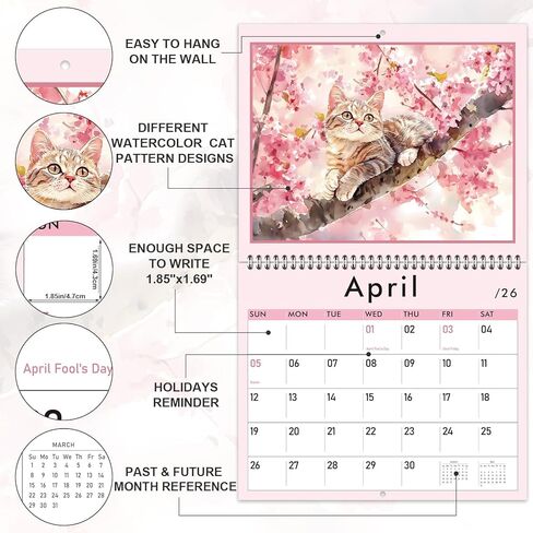 GuassLee Cat Wall Calendar 2024-2025, Vertical Wall Calendar 2024, 18-Months Hanging Art Calendar Jul. 2024 to Dec. 2025, 14 x 23" Monthly Planner Wall with Thick Paper for Office School Home Teacher in Kuwait