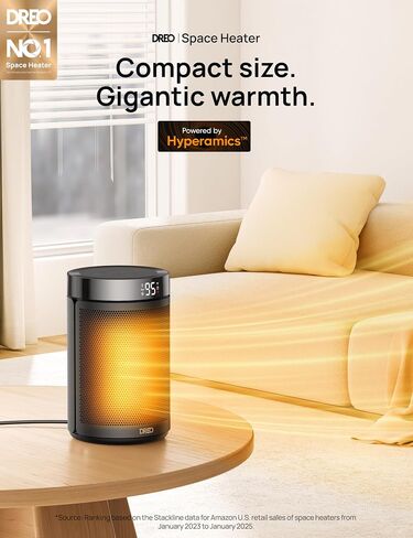 Dreo Portable Space Heater, Small Desk Heaters for Indoor Use with Thermostat and Timer, 1500W PTC Ceramic Fast Safety Heat for Bedroom Office Home, Gold in Saudi Arabia