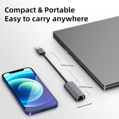 WALNEW USB-C to Ethernet Adapter, 4 in1 USB C Hub with LAN RJ45, Aluminum Gigabit Cat Network Cable Converter to Type C Thunderbolt 3 for iMac,MacBook,Chromebook,Surface, Laptop,Desktop,PC in Saudi Arabia
