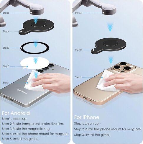 Cloudvalley Magnetic Magnetic Quick-Release Adapter لـ DJI OM 7P 7 ، متوافق مع DJI OM Mobile 6 5 4 SE GIMBALS STOPILIZER MAGILIZER Accessories ، Black in Kuwait