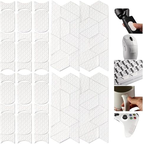 2 Pack Sweat-Resistant Universal Mouse Grip Tape Anti-Slip Durable Mouse Sticker for Gaming Mouse DIY Skin Decals Pattern A (White) in Kuwait