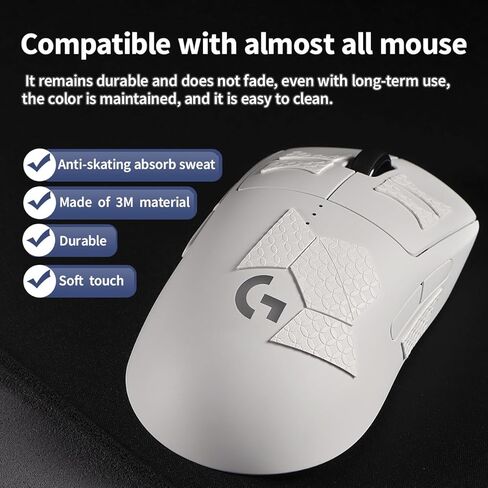 2 Pack Sweat-Resistant Universal Mouse Grip Tape Anti-Slip Durable Mouse Sticker for Gaming Mouse DIY Skin Decals Pattern A (White) in Kuwait