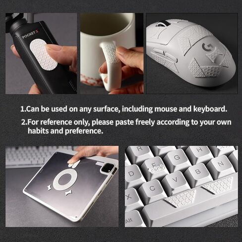 2 Pack Sweat-Resistant Universal Mouse Grip Tape Anti-Slip Durable Mouse Sticker for Gaming Mouse DIY Skin Decals Pattern A (White) in Kuwait