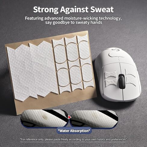 2 Pack Sweat-Resistant Universal Mouse Grip Tape Anti-Slip Durable Mouse Sticker for Gaming Mouse DIY Skin Decals Pattern A (White) in Kuwait