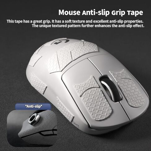 2 Pack Sweat-Resistant Universal Mouse Grip Tape Anti-Slip Durable Mouse Sticker for Gaming Mouse DIY Skin Decals Pattern A (White) in Kuwait