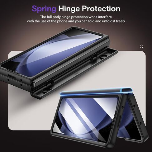 Maxdara for Z Fold 5 Case [Compatible with Magsafe], with Hinge Protection and Built-in Screen Protector Magnet Magnetic Translucent Cover for Samsung Galaxy Z Fold 5 (Black) in Kuwait