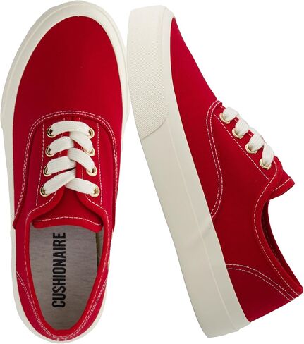 CUSHIONAIRE Women’s Freshman Canvas Lace-Up Sneaker with Memory Foam, Wide Widths Available | Casual Walking Shoes, Lightweight & Comfortable in Kuwait