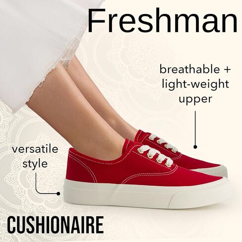 CUSHIONAIRE Women’s Freshman Canvas Lace-Up Sneaker with Memory Foam, Wide Widths Available | Casual Walking Shoes, Lightweight & Comfortable in Kuwait