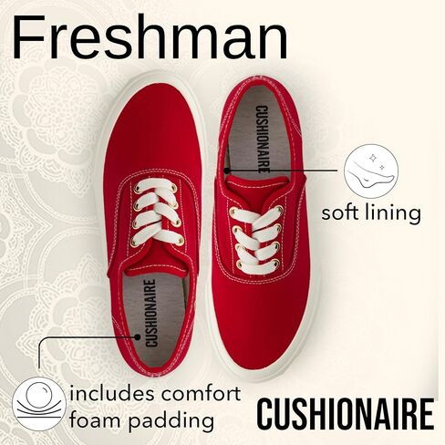 CUSHIONAIRE Women’s Freshman Canvas Lace-Up Sneaker with Memory Foam, Wide Widths Available | Casual Walking Shoes, Lightweight & Comfortable in Kuwait