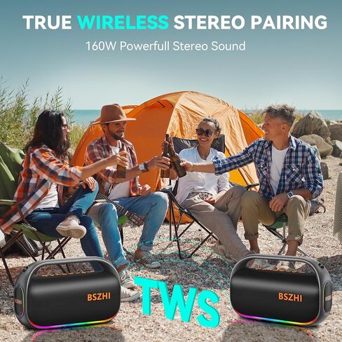 80W(120W Peak) Bluetooth Speaker Loud, Portable IPX6 Waterproof Bluetooth Speakers Wireless TWS for Outdoor, Party, Travel, and Beach Camping with Light, BT5.0, USB/TF Card, AUX in Kuwait
