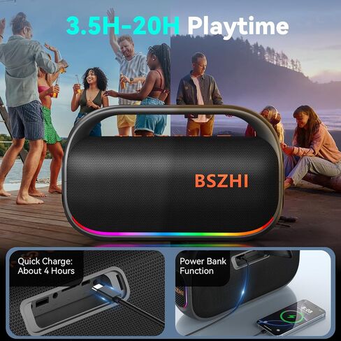80W(120W Peak) Bluetooth Speaker Loud, Portable IPX6 Waterproof Bluetooth Speakers Wireless TWS for Outdoor, Party, Travel, and Beach Camping with Light, BT5.0, USB/TF Card, AUX in Kuwait