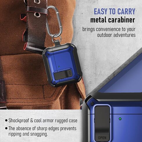 Secure Lock Case Cover Compatible with Airpod 4 Case 2024 with Cleaner Pen Keychain Rugged Armor Shockproof Protective Hard Cover Shell - Black/White in Saudi Arabia