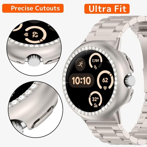 حالات Ninki bling لـ Google Pixel Watch 3 CASE 45 مم واضحة ، WATCH GLITTER PIXEL WATCH 3 45 ملم مع حامي RAIMOND RHINESTONE FOR PIXEL WATCH 3 45 ملم حالة حماية لمشاهدة البكسل 3 45 مم مصدع المصد in Kuwait