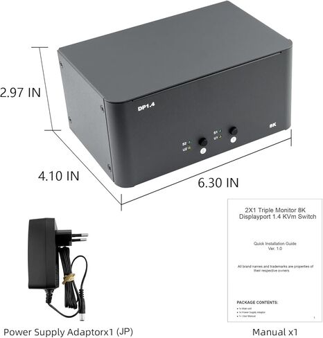 KVM Switch 2 مراقب 2 أجهزة كمبيوتر ، مفتاح عرض 8K مع USB 3.0 ، JACK ، أجهزة الكمبيوتر 2 تشارك مجموعة من لوحة المفاتيح ، الماوس ، دعم Windows/MAC/Linux (شاشة مزدوجة) in Kuwait
