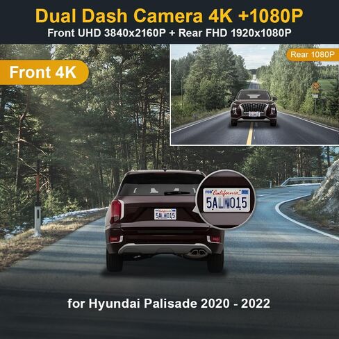 Fitcamx Front 4K+Rear 1080P Dash Cam Adapts for Hyundai Palisade 2020 2021 2022 Limited SE SEL Calligraphy (Part No#S8000), OEM Look, Dual Loop Recording, WiFi & APP, G-Sensor, Easy to Use, 128GB Card in Saudi Arabia