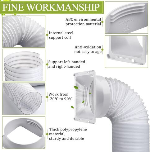 اوتوس خرطوم مكيف هواء محمول بطول 5.9 انش بقطر 80 انش مع محول مكيف هواء مربع، انبوب محمول لمكيف الهواء، خرطوم عادم مكيف الهواء لاجزاء تكييف الهواء in Kuwait