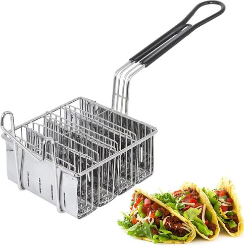Taco Fryer Basket 4 Shells, Detachable Handle Taco Shell Fry Basket, Taco Holder for 4 Tacos, Deep Fryer Taco Holder Basket Cooking Tool for Kitchen Milk Tea Shop Fried Chichen Shop in Saudi Arabia