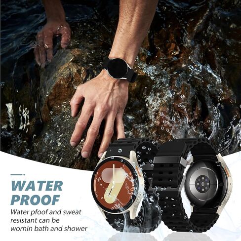 Marine Band for Galaxy Watch 7 Band 40mm 44mm Men Women,No Gap Soft Silicone Sport Band for Samsung Watch 7 6 5 4 Band 40mm 44mm/6 Classic 43mm 47mm/4 Classic 42mm 46mm Waterproof Ocean Band in Kuwait