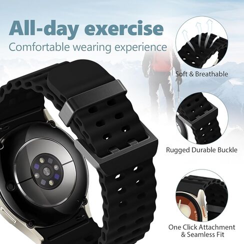 Marine Band for Galaxy Watch 7 Band 40mm 44mm Men Women,No Gap Soft Silicone Sport Band for Samsung Watch 7 6 5 4 Band 40mm 44mm/6 Classic 43mm 47mm/4 Classic 42mm 46mm Waterproof Ocean Band in Kuwait