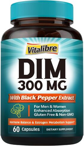 DIM Supplement for Women & Men, Estrogen Metabolism, Hormone Balance & Menopause Support, DIM 300 mg with Black Pepper Extract, High Absorption, 120 Capsules in Kuwait