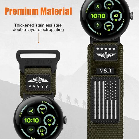 BXUXOHS Rugged Nylon Bands Compatible with Google Pixel Watch 3 Band 45mm 41mm for Men Women,Fabric Stars-Stripes Flag Wristband Sport Strap for Google Pixel Watch 3 2 1 Band in Kuwait