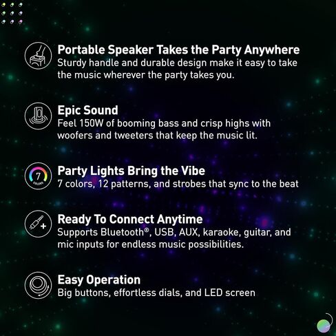 Panasonic BMAX Party Speaker, Portable Bluetooth or USB Audio System, 150W 14cm Double Tweeter and Woofer, Bass Boost, 7 Light Colors & 12 Patterns with Flash and Strobe, 150W Audio, SC-BMAX10 in Saudi Arabia