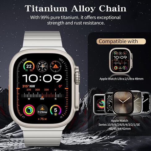 Timovo Titanium Band متوافق مع Apple Watch Band 49mm 46mm 45mm 44mm 42mm ، حزام معدن قابل للفصل للرجال لـ IWatch Ultra2 Ultra SE Series 10 9 8 7 6 5 4 3 2 1 ، التيتانيوم in Kuwait