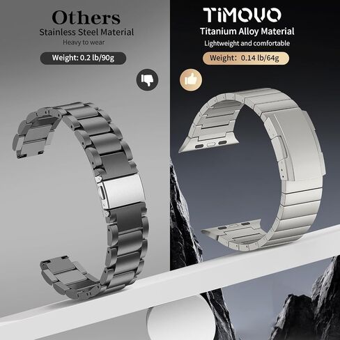 Timovo Titanium Band متوافق مع Apple Watch Band 49mm 46mm 45mm 44mm 42mm ، حزام معدن قابل للفصل للرجال لـ IWatch Ultra2 Ultra SE Series 10 9 8 7 6 5 4 3 2 1 ، التيتانيوم in Kuwait