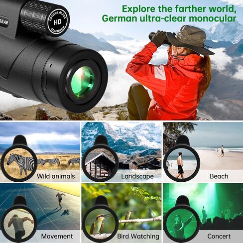 80x100 Monocular Telescope High Powered for Smartphone High Definition Monoculars for Adults with Adapter/Tripod for Bird Watching Camping Hiking Hunting Traveling Outdoor Wildlife-2025 Update in Kuwait