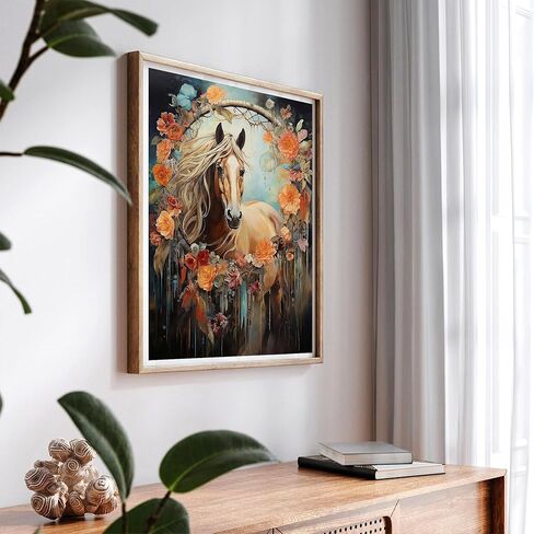 SKRYUIE Paint by Numbers Horses for Adults, Acrylic Oil Painting by Numbers Kits Cherry Blossom for Beginner with Paintbrushes Brushes Paintwork Art Crafts Canvas for Home Decor 16x20 inch in Saudi Arabia