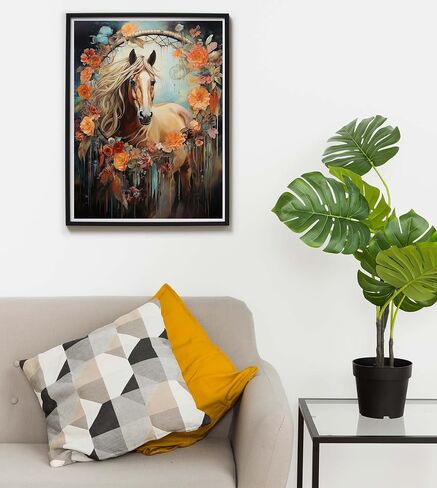 SKRYUIE Paint by Numbers Horses for Adults, Acrylic Oil Painting by Numbers Kits Cherry Blossom for Beginner with Paintbrushes Brushes Paintwork Art Crafts Canvas for Home Decor 16x20 inch in Saudi Arabia