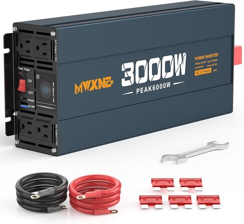 1500W Power Inverter, 12V DC to 120V AC Converter with Dual AC Outlets,QC3.0 18W USB and 30W Type-C, Car Inverter for Truck RV Home - Navy Blue/Black in Kuwait