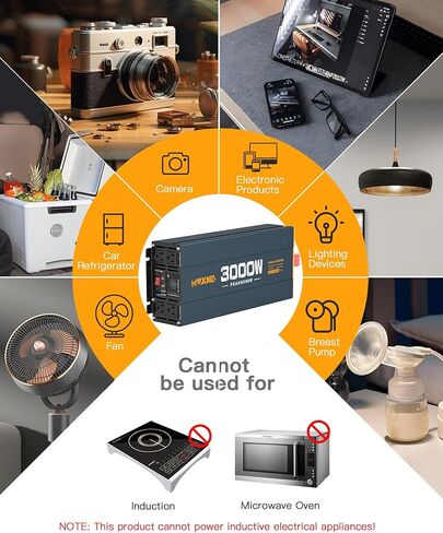 1500W Power Inverter, 12V DC to 120V AC Converter with Dual AC Outlets,QC3.0 18W USB and 30W Type-C, Car Inverter for Truck RV Home - Navy Blue/Black in Kuwait